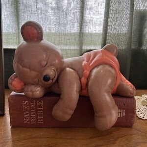 Adorable Brown and Orange Bear Figurine